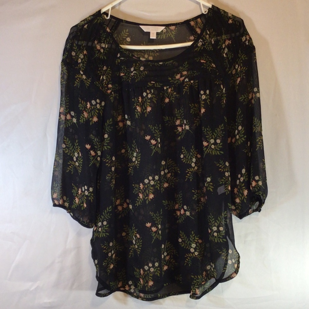 LC Lauren Conrad Sheer Floral Boho Blouse Medium Cottagecore Boho Delicate
